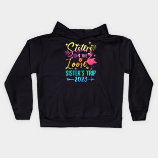 Sister On The Loose Cute Sisters Trip 2023 Weekend Flamingo Kids Hoodie